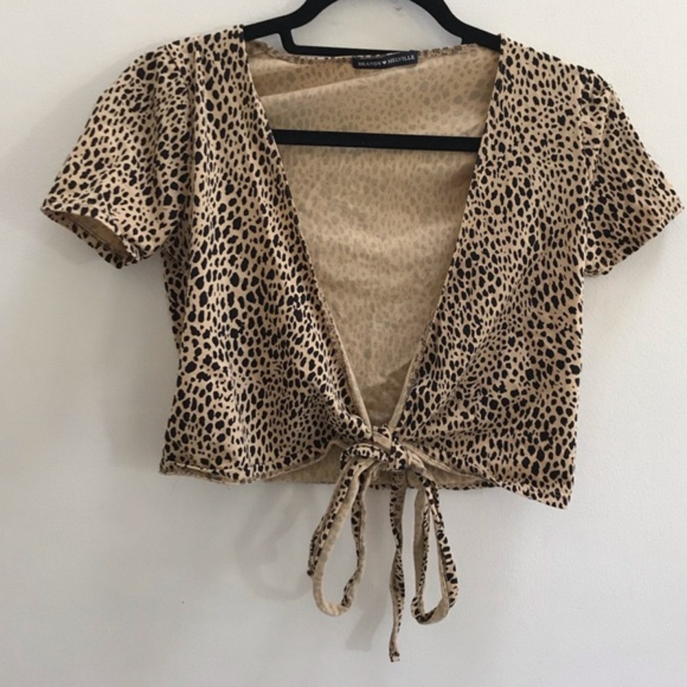 Brandy Melville Rae Cheetah Leopard Wrap Top